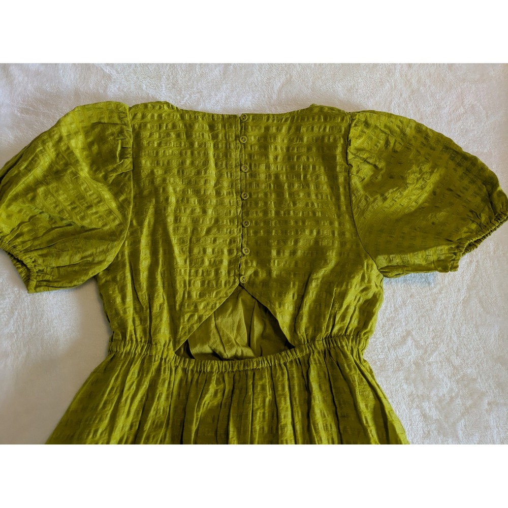 Madewell Annamarie Mini Babydoll Dress Size 0 Citrus Lime Green Puff Sleeve - Picture 12 of 13